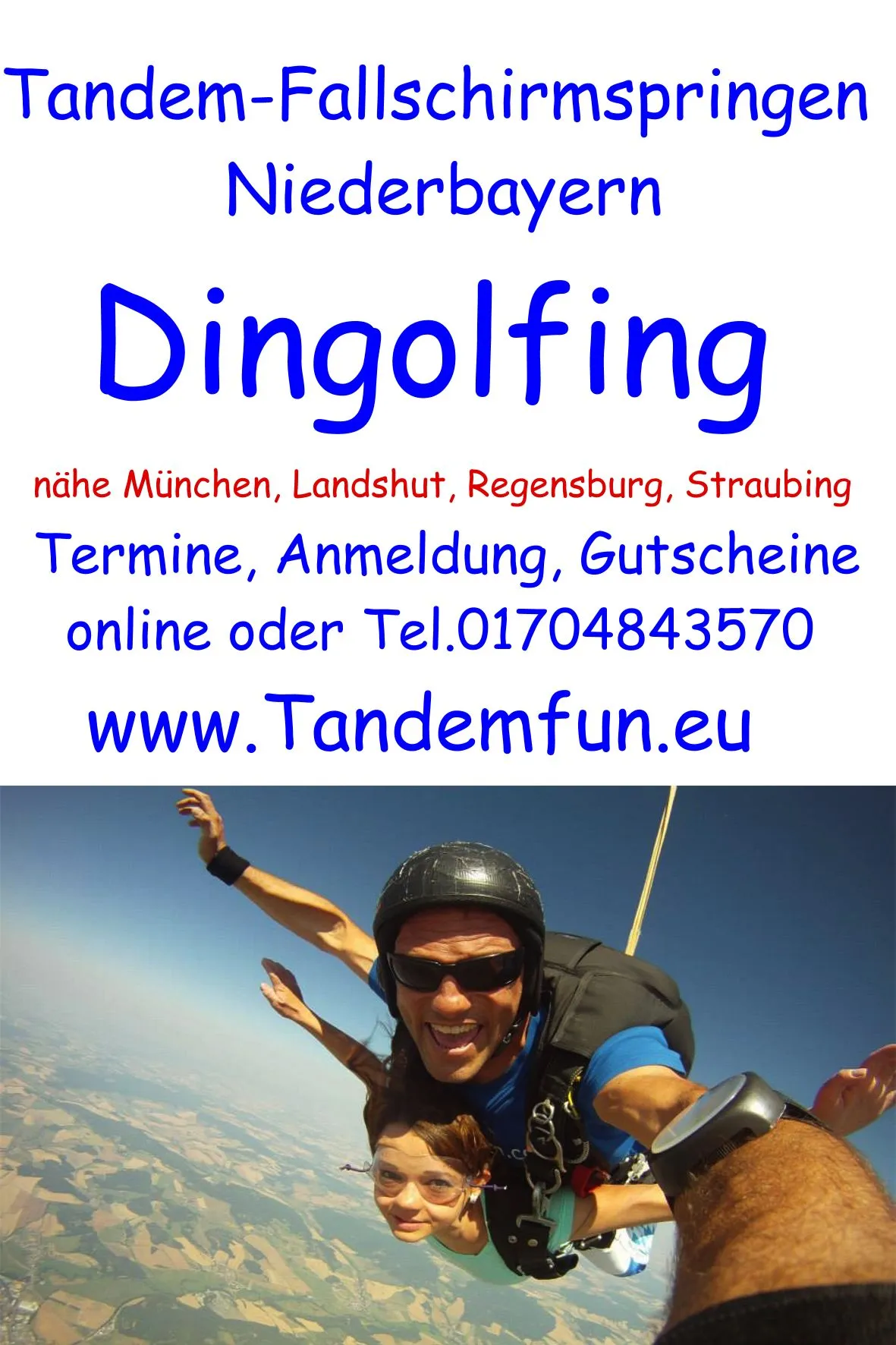 Tandem-Fallschirmspringen Gutschein - Amberg - Regensburg - Weiden - Cham - Schw